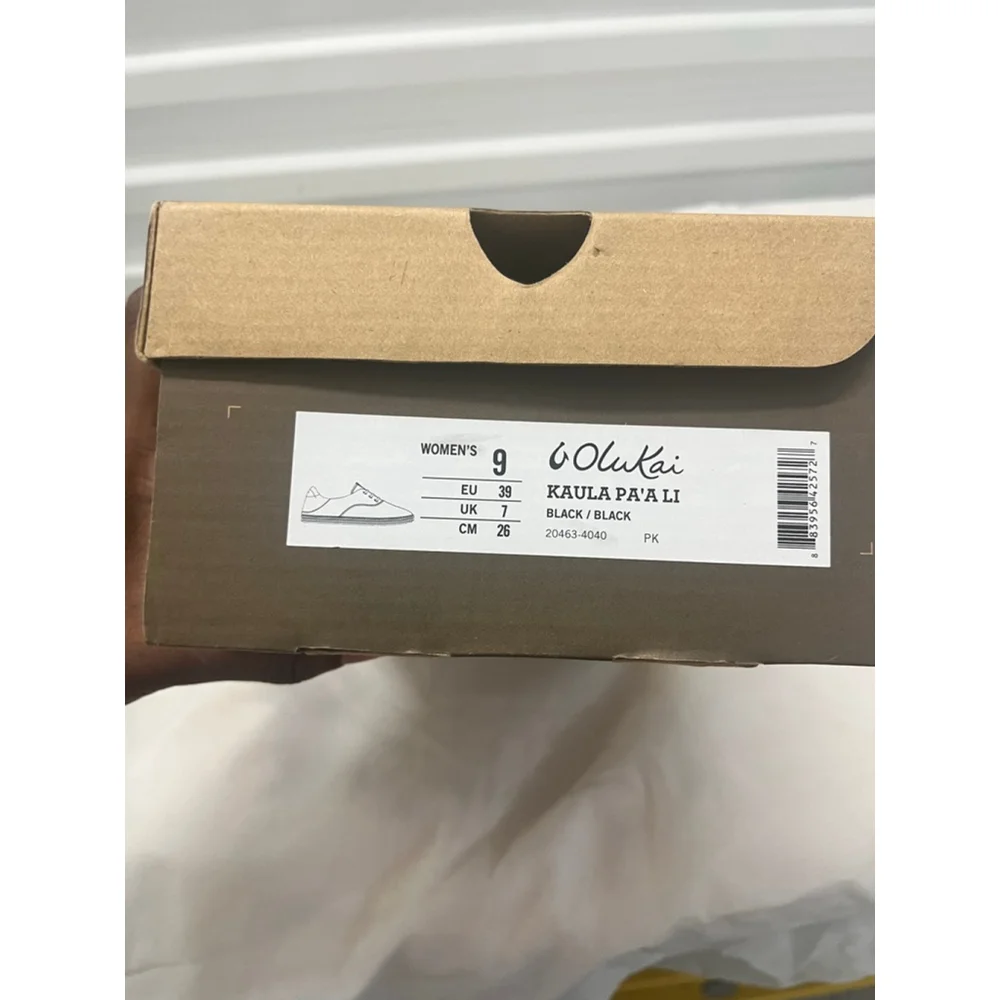 NIB $170 Olukai Kaula Pa’a Li Woman’s Espadrille Shoes in black color Size 39/9